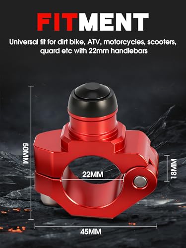 JFG RACING Dirt Bike Engine Stop Start Kill Switch Button CNC with Clampable Mounting Backplate Universal for XR CRF 50 70 100 110 150 250 Dirt Pit Bike MX Motocross Supermoto Racing ATV Quad - Red - color: Red, size: Large