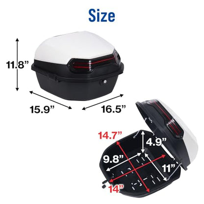 Japard Motorcycle Top Case 42L Daily Rear Tail Box Trunk, Lockable Storage Carrier, Waterproof Universal Mounting for Helmet Luggage (Off White) - color: Off White