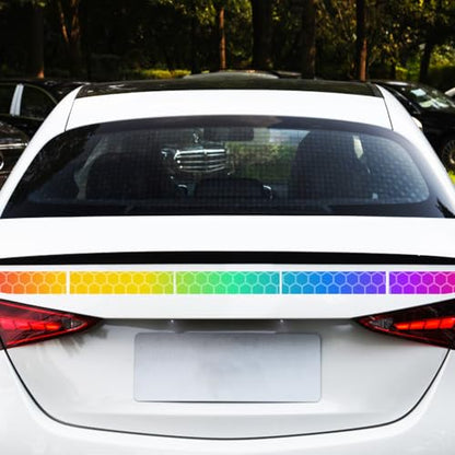 5pcs/Set Reflective Stickers High Intensity Night Visibility Safety Warning Sign Reflective Tape Stickers for Cars Trucks Helmets Skateboard Motorcycle Bumper Sticker 35.83x1.57in (Rainbow) - color: Rainbow