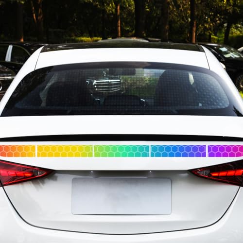 5pcs/Set Reflective Stickers High Intensity Night Visibility Safety Warning Sign Reflective Tape Stickers for Cars Trucks Helmets Skateboard Motorcycle Bumper Sticker 35.83x1.57in (Rainbow) - color: Rainbow