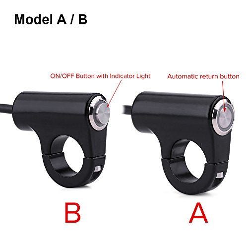 Motorcycle Handlebar Mount Button Switch 7/8" 22mm Motorcycle Push Start Button Horn Button Headlight Brake Fog Lights ON/Off Button with Blue Light Blue Ray Version(B)