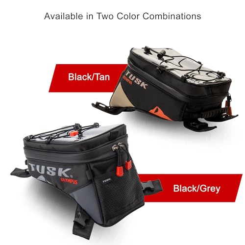 Tusk Olympus Small Tank Bag Black/Tan Durable Off-Road Motorcycle Storage Bag with Multiple Compartments and Secure Mounting - size: Tan Small
