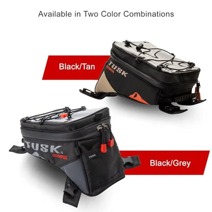 Tusk Olympus Small Tank Bag Black/Tan Durable Off-Road Motorcycle Storage Bag with Multiple Compartments and Secure Mounting - size: Tan Small