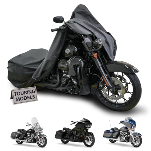 Motorcycle Cover for Harley Davidson Touring Models Road King, Road Glide, Street Glide, Electra Glide, Heritage Classic, Low Rider and More - Waterproof Motorcycle Cover Outdoor Storage