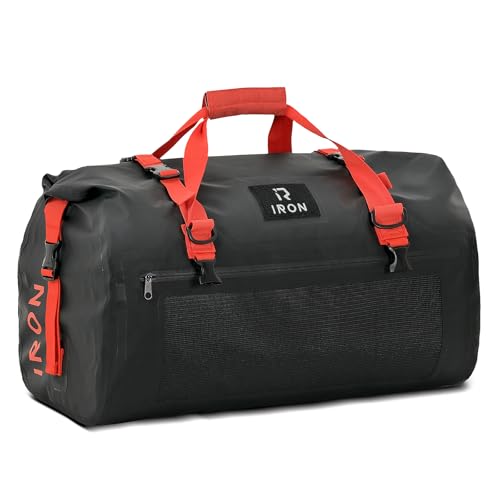 BORLENI Waterproof Motorcycle Dry Duffel Bag Luggage Tail Bag with Large Storage Space,Roll Top Closure, Shoulder Straps, Inner Pocket and Mesh Pocket for Motorcycling Travel Camping (Black,50L) - color: Black, size: 50L