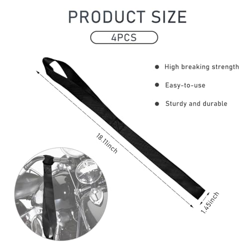 Wevdn 4 PCS Soft Loop Tie Down Straps, 1.1"x 18" Heavy Duty Tie Down Loops, 1500lb Load Capacity, 4500lb Breaking Strength for Securing Bikes, Motorcycles, Scooters, Lawn Equipment (Black) - color: Black