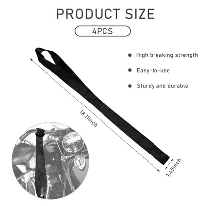 Wevdn 4 PCS Soft Loop Tie Down Straps, 1.1"x 18" Heavy Duty Tie Down Loops, 1500lb Load Capacity, 4500lb Breaking Strength for Securing Bikes, Motorcycles, Scooters, Lawn Equipment (Black) - color: Black