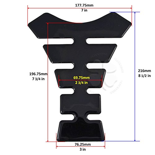 Black Segmented Gas Tank Pad Plain Universal Ninja ZX Sticker Protector Scratch - size: Black