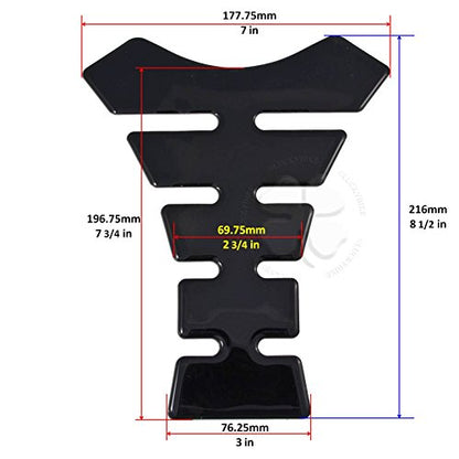 Black Segmented Gas Tank Pad Plain Universal Ninja ZX Sticker Protector Scratch - size: Black