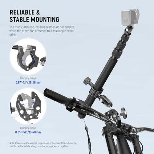 NEEWER GP-30 Motorcycle Mount Kit + GP19 Motorcycle Helmet Chin Strap Mount, Bicycle Handlebar Invisible Selfie Stick Compatible with GoPro Insta360 DJI AKASO Action Cameras
