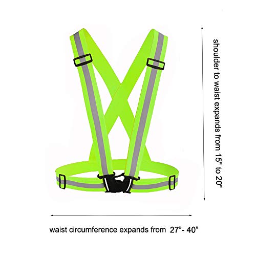 Reflective Vest Running Gear 3Pack, Adjustable Safety Vests High Visible Reflective Belt Straps - color: Pink,green,purple