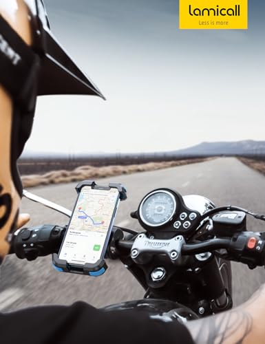 Lamicall Motorcycle Bike Phone Mount - Upgrade Quick Install Handlebar Holder Clip for Bicycle Scooter, Cell Phone Clamp for iPhone Air, 17 16 15 Pro Max, Galaxy, 4.7-6.8" Phones, Blue - color: Blue