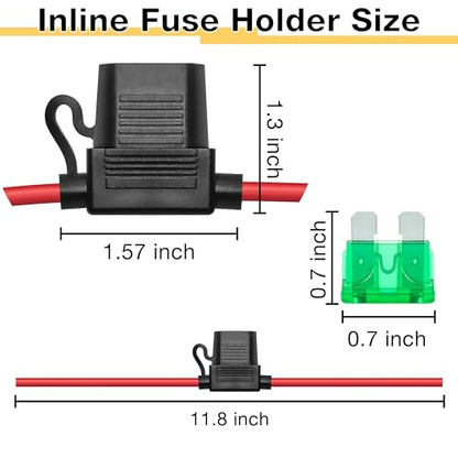 ecocstm 2 PCS Inline Fuse Holders 12V, 12 AWG Car Gauge Inline Fuses, Waterproof Fuse Holder with 30A ATC/ATO Standard Blade Fuses for Automotive, Marine, Golf Cart Lighting, Electrical Circuits - size: 2 PCS 12AWG