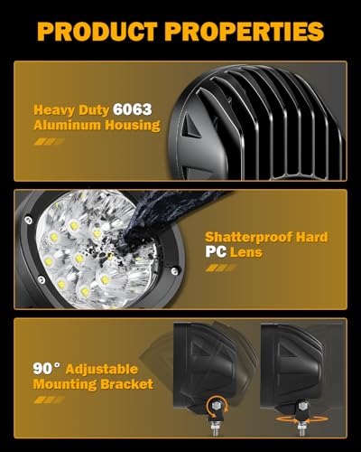 Auxbeam 4 Inch LED Offroad Lights, P4 Series 90W LED Offroad Driving Lights, Super Bright White Spot Beam Auxiliary Work Light with Wiring Harness Kit for Truck Pickup SUV ATV UTV 4x4 Jeep - color: P4 Series-White Spot Beam