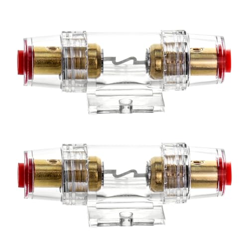 QWORK 4-8 AWG In-line Fuse Holder with 60A AGU Fuses - 2 Pack Waterproof Inline Fuse Holder