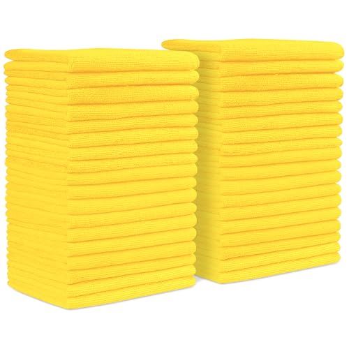 Yellow Microfiber Towels (Value Pack of 36) Size 16" x 16" Large, Highly Absorbent Cleaning Rags, Lint Free Towels, Reusable and Washable, Microfiber Towel for Cars - color: Yellow