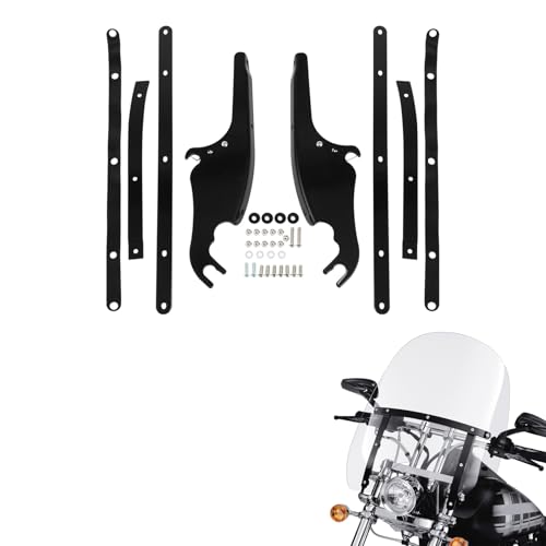 TCMT Windscreen Windshield Mount Bracket Kits Fits For Harley Softail Slim Deluxe Fat Boy Heritage Softail Classic FLS FLSS FLST FLSTC FLSTF FLSTFB FLSTFBS 2000-2017 - color: Black Bracket