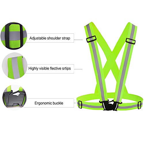 Reflective Vest Running Gear 3Pack, Adjustable Safety Vests High Visible Reflective Belt Straps - color: Pink,green,purple