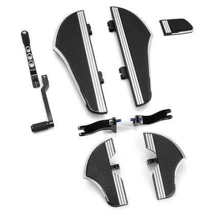 Defiance floorboards for Harley davidson Touring FLT FLHR Trike Tri Heel Toe Shift Levers Black rear footboards Pedal Special FLHXS and Ultra (Edge Cut) - color: Edge Cut