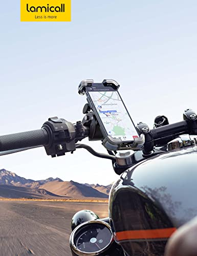 Lamicall Motorcycle Phone Mount, Bike Phone Holder - Upgrade Quick Install Handlebar Clip for Bicycle Scooter, Cell Phone Clamp for iPhone 17 16 15 Pro Max, Galaxy, 4.7-6.8" Phones, Transparent Gray - color: Transparent