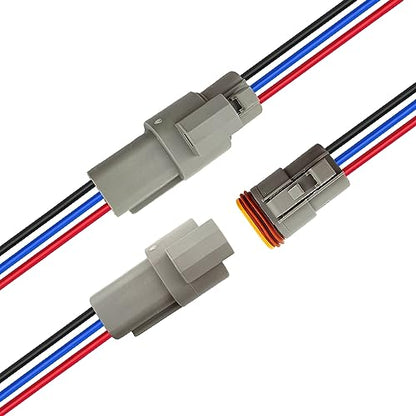 14 AWG 3 Pin DT Connector Waterproof Automotive Electrical Connector, Male and Female Way Auto Electrical Wire Connectors Harness for Car Truck Boat Motorcycle Trike Caravan - 6 Pack - style: 3 Pin-6 Sets