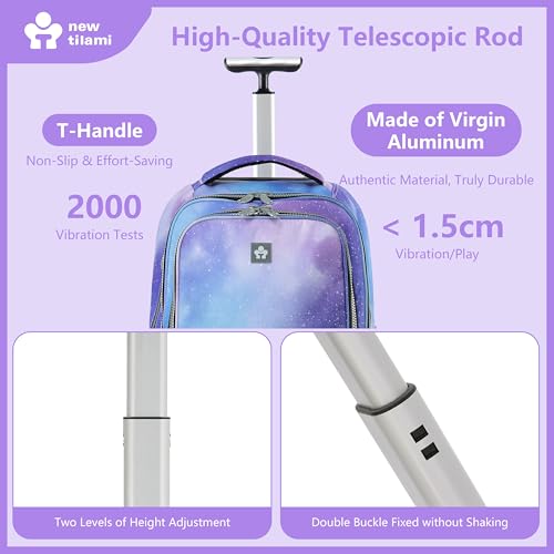 NEW TILAMI 20" Rolling Backpack for Teens Adults, Climbing Stairs Waterproof Backpack with Wheels for School Business Trave Camping with Laptop Compartment, Fit 17 Inch Laptop, Purple - Blue Fade - color: Purple - Blue Fade