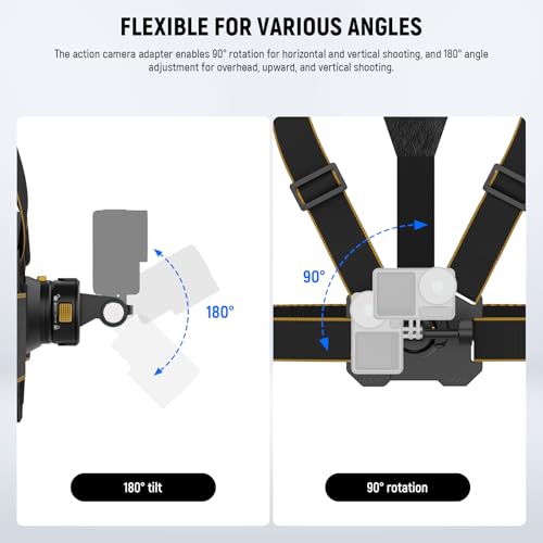 NEEWER Chest Mount Harness for Action Camera,Adjustable Hand Free Chest Strap Compatible with GoPro Hero DJI Osmo Insta360,Magnetic Release Action Camera Chest Mount for Point of View Video Vlog,GP25 - style: GP25 Accessory
