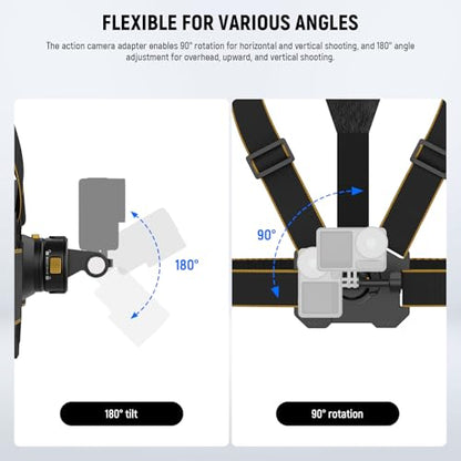 NEEWER Chest Mount Harness for Action Camera,Adjustable Hand Free Chest Strap Compatible with GoPro Hero DJI Osmo Insta360,Magnetic Release Action Camera Chest Mount for Point of View Video Vlog,GP25 - style: GP25 Accessory