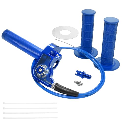 Motorcycle Throttle Assembly,7/8" Quick Twist Throttle Grips with Throttle Cable Aluminum Alloy Universal for CRF KLX SSR TTR 110 125 150 250cc Dirt Pit Bike ATV Mini Bike - color: Type A-Blue