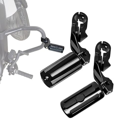 Adjustable Motorcycle Short Armed Highway Pegs Footpegs Foot Rest For 1.25" Engine Guard Crash Bars Compatible with Harley Touring Street Glide Road King Electra Glide Softail Dyna