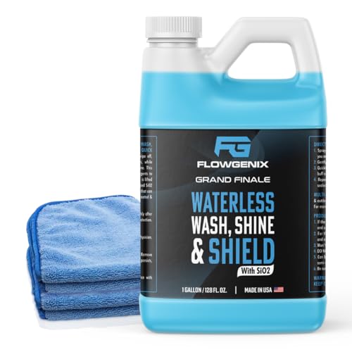 Flowgenix™ Waterless Car Wash Spray - Grand Finale - Motorcycle Cleaner & Car Wax Polish (1 Gal or 128 oz) - Ceramic Coating - Quick Detailer Spray to Make Your Vehicle Shine - color: Waterless Car Wash Spray (1 Gallon)
