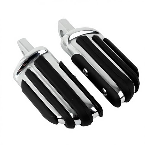 Motorcycle Footpegs 10mm Pilot Male Mount Style Footrests Fits for Harley Touring FLST Softail Dyna Sporster, Chrome#4 - color: Chrome#4
