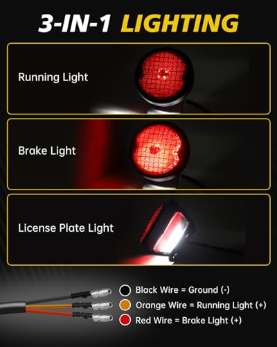 TSUNG Motorcycle LED Tail Light Grille with License Plate Light Rear Brake Stop Light Custom Taillight Compatible with Bobber Chopper Cafe Racer Cruiser Sporster 883 Rebel 500 Shadow (Mesh) - color: Mesh