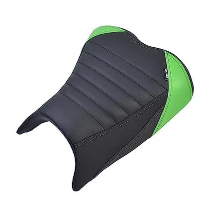 Upgrade Soft PU leather Front Driver Rider Seat Passenger Pillion Seat Cushion Comfortable compatible with Kawasaki ninja 400 Z400 Z-400 Accessories 2018-2024 (Front+Rear Seat-Green) - color: Front+Rear Seat-Green