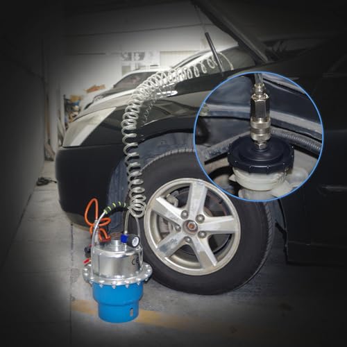 JIFETOR 5L Pneumatic Brake Pressure Bleeder Kit, Air Power Pressurized Master Cylinder Clutch Fluid Bleeding Tool Set with Bleed Machine, Collection Bottle and Adapters, Blue Cylinder - color: Blue Cylinder