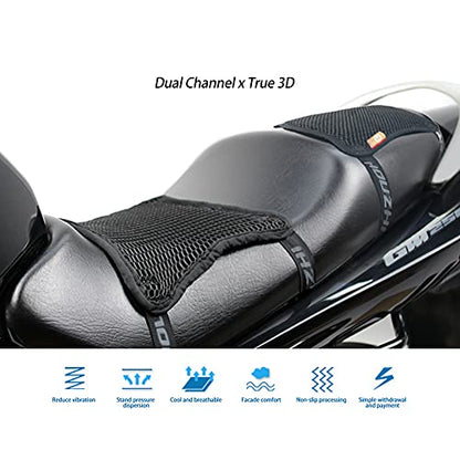 Motorcycle Seat Cushion,3D Mesh Motorcycle Seat Pad Breathable Seat Cover Air Cooling Comfortable Mesh Seat Cushion Pad Universal Seat Pad for Motorcycle,Double Layer XL - size: Double Layer XL