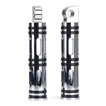Goldfire Motorcycle Foot Pegs Front & Rear Footpegs 1 Pair Slim CNC Cut Foot Rests Compatibility For Harley Sportster, Dyna, Road King (Chrome) - color: Chrome
