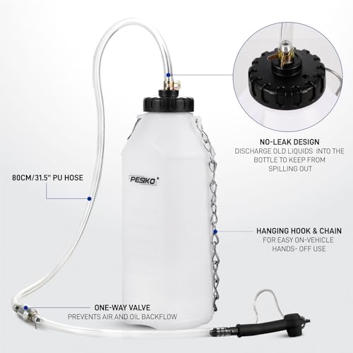 1L Brake Bleeder Bottle, Brake Fluid Bleeder Kit with One Way Check Valve 24 inch Tube and Rubber Connector for Collect Brake Fluid - color: 1 L Reservoir Bottle with One Way Check Valve