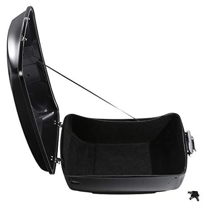 TCMT Black Denim 13.7" King Trunk W/Latch Key with Speaker Cut Outs Fit For Harley Trunk Touring CVO Road King Road Glide Street Glide Electra Glide Ultra Limited 2014-2025 - color: Black Denim(W Speaker Holes)