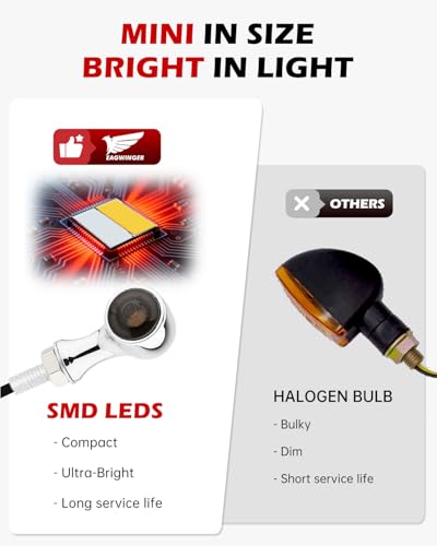Small Round LED Turn Signals Motorcycle Brake Tail Lights Rear Blinkers Chrome Red Amber Light Universal for Cruiser Bobber Street Bike Cafe Racer Motorbikes (A-Chrome-Amber&Red) - color: A-Chrome-Amber&Red