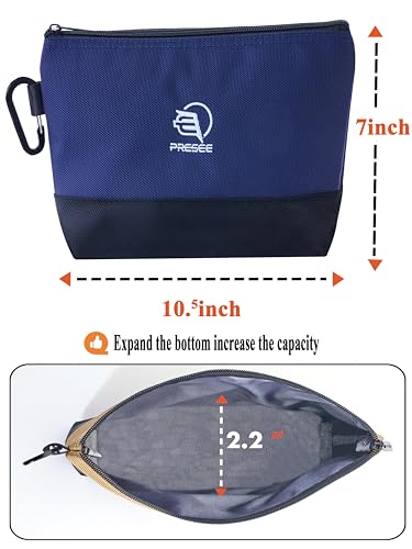 Tool Pouch Zipper Small Tool Bag Pouches Organizer Bag with Metal Carabiner, Nylon 1680D Heavy Duty for Wrenches, Screwdrivers, Pliers, Pack of 1, Blue, 10.5 Inch - color: 1 Pack, 10.5" Blue