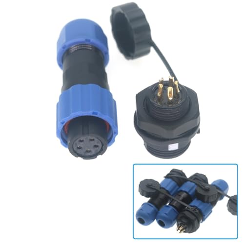 SD13 IP68 1-7 PIN Waterproof Power Connector, High Voltage Circular Industrial Electrical Cable Wire Connector Plug, Rear Nut Panel Socket (3, Rear nut Female Plug, 5pin) - color: Rear nut female plug, size: 5pin