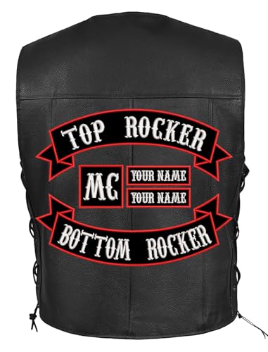 5Pcs Custom Biker Embroider Patches Personalized Rocker Patch Rider Motorcycle Patches Back Name Patch for Vest Jacket Multiple Sizes and Colors (Streamer/Black) - color: streamer/Black