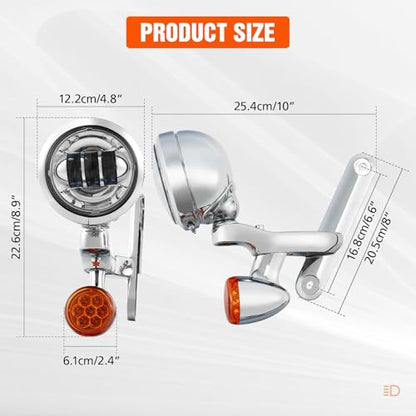 XFMT Motorcycle 4.5" Auxiliary Spot Fog Light LED Turn Signal Light W/Bracket For Harley Touring Road King 1994-Later Electra Glide 1997-Later Street Glide FLHX 2006-Later, Chrome - color: Chrome
