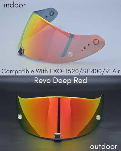 Compatible With EX0 T520 Motorcycle Helmet Visor R1 Air Face Helmet Shield Replacement ST1400 Tinted Visor (Revo Deep Red) - color: Revo Deep Red