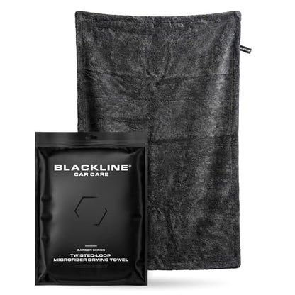 Blackline 24"x36" Twisted-Loop Car Drying Towel, 1300GSM, Streak Free, Lint Free, Reusable - Car Accessories, Microfiber Cleaning Cloth for Car, Truck, SUV - One Pass is All You Need - color: Charcoal Grey