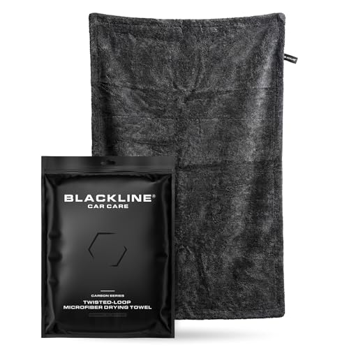 Blackline 24"x36" Twisted-Loop Car Drying Towel, 1300GSM, Streak Free, Lint Free, Reusable - Car Accessories, Microfiber Cleaning Cloth for Car, Truck, SUV - One Pass is All You Need - color: Charcoal Grey