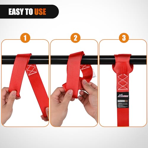 Nilight Soft Loop 1.7”×17" Motorcycle Tie Down Straps Heavy Duty 12000Lbs Max Break Strength for Securing ATV UTV Kayak Moving Cargo (8PK-Red) - color: Red