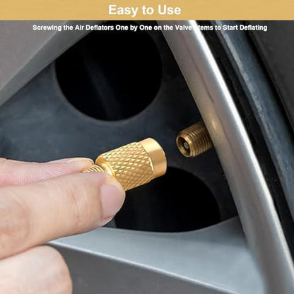 GODESON Tire Deflator,4 in 1 Solid Brass Easy Storage and Using Tire Air Down Tool,Tire Pressure Deflators for Offroad Vehicle