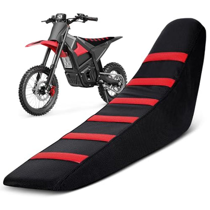 Ebike Seat Cover for Yozma In 10 Electric Dirt Pit Bike Motorcycle Non-Slip Soft Cushion Red - color: black background red stripes